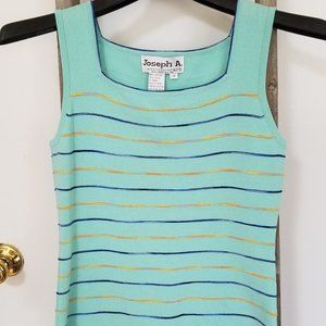 Pretty Aqua Blue Striped Summer Tank Top Size Joseph A.